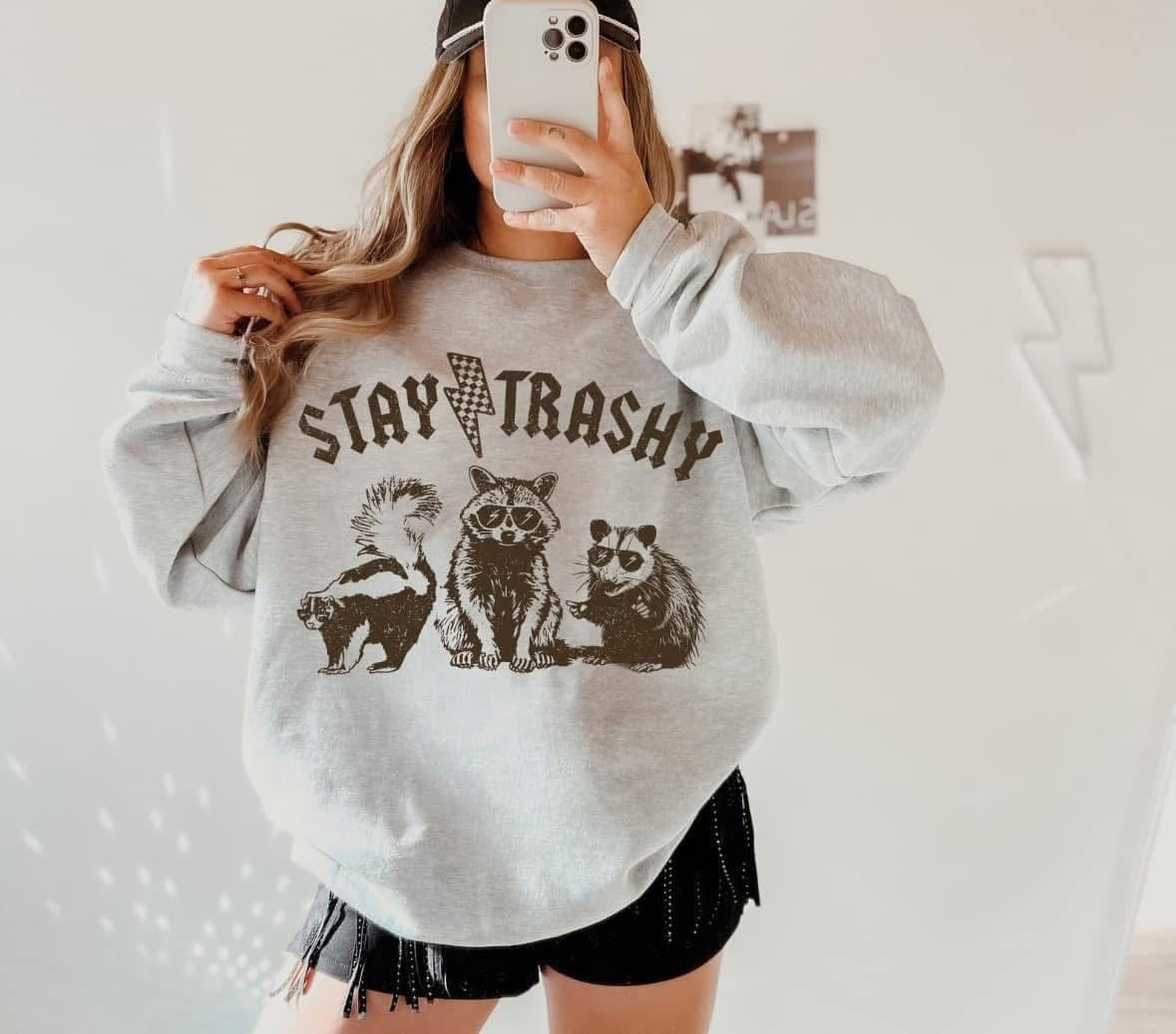 Stay trashy raccoon graphic design