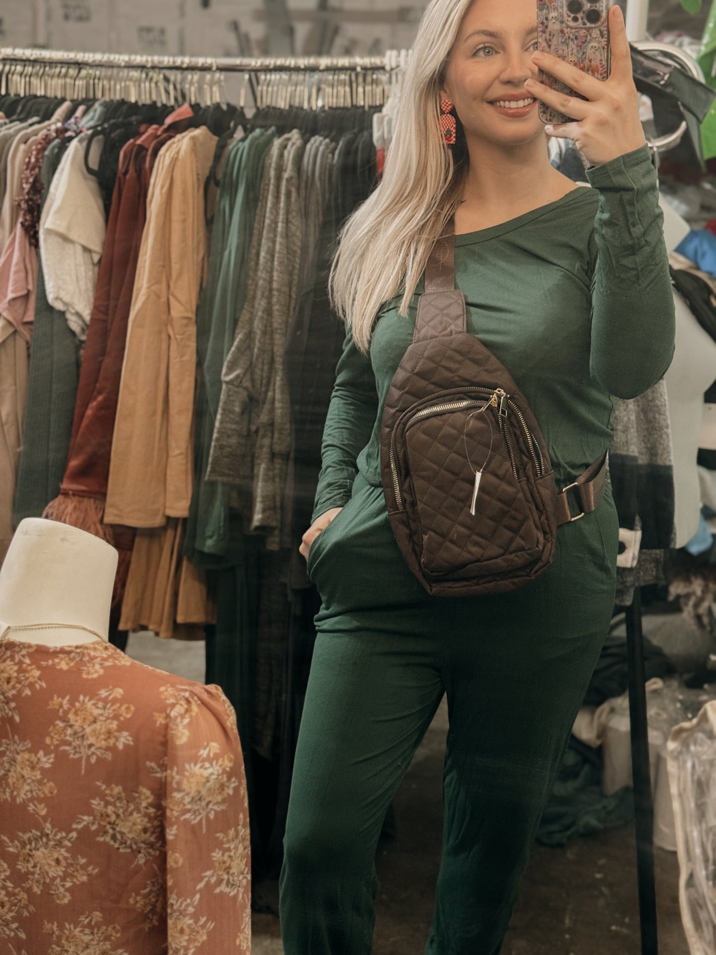 Quilted large sling bag