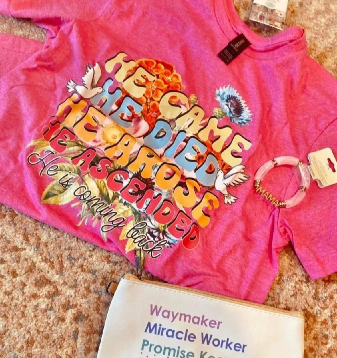 He came he died Easter Spring graphic design