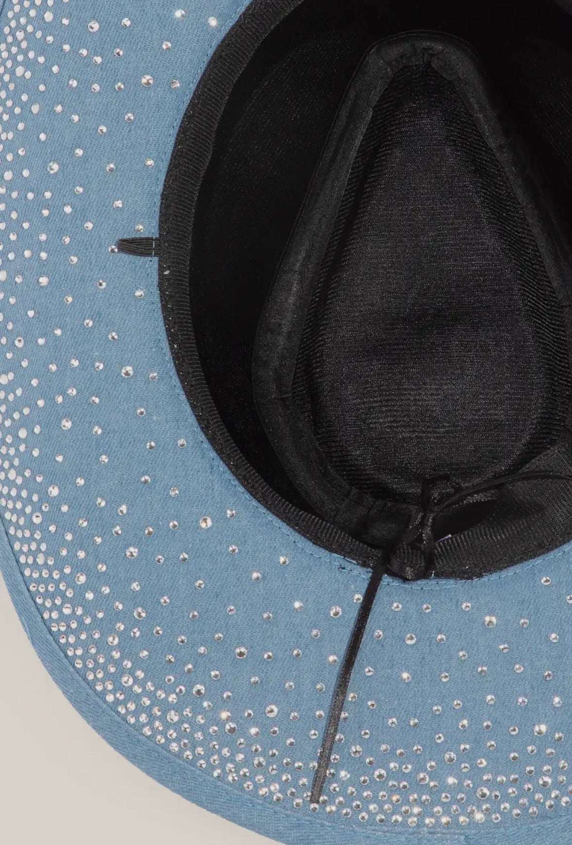 Rhinestone denim cowboy fedora hat