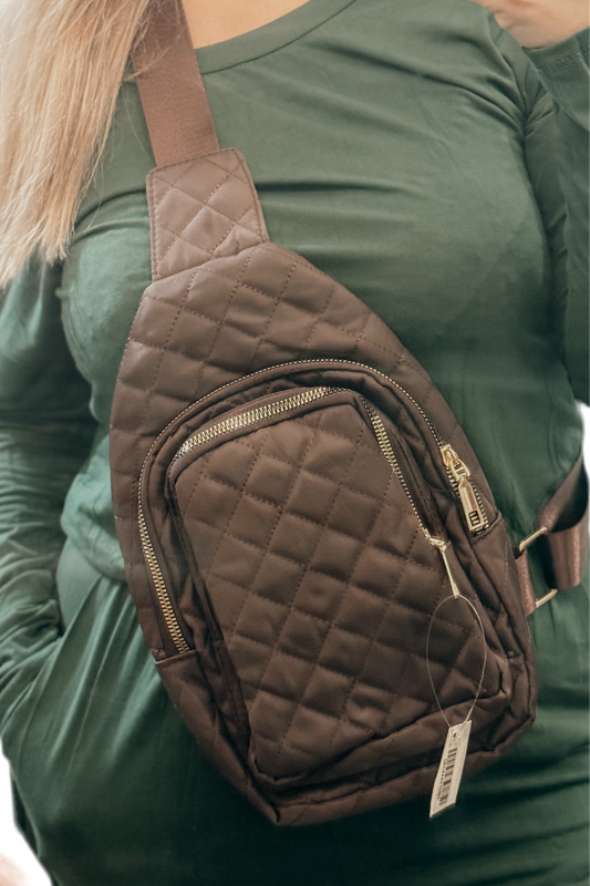 Quilted large sling bag