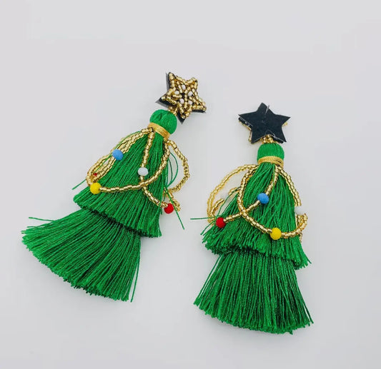 Christmas tassle earrings