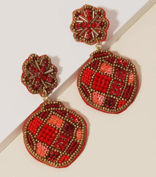 Beaded Christmas ornament earrings