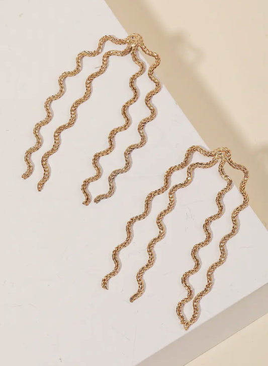 Wavy chain drop earrings