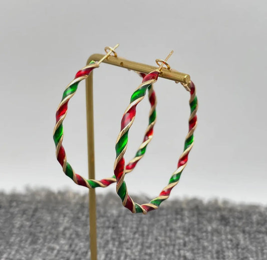 Christmas geometric hoop earrings